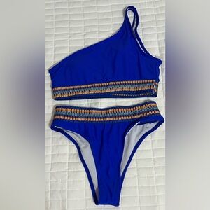 SHEIN Blue One-Shoulder High Waisted Bikini Size Med